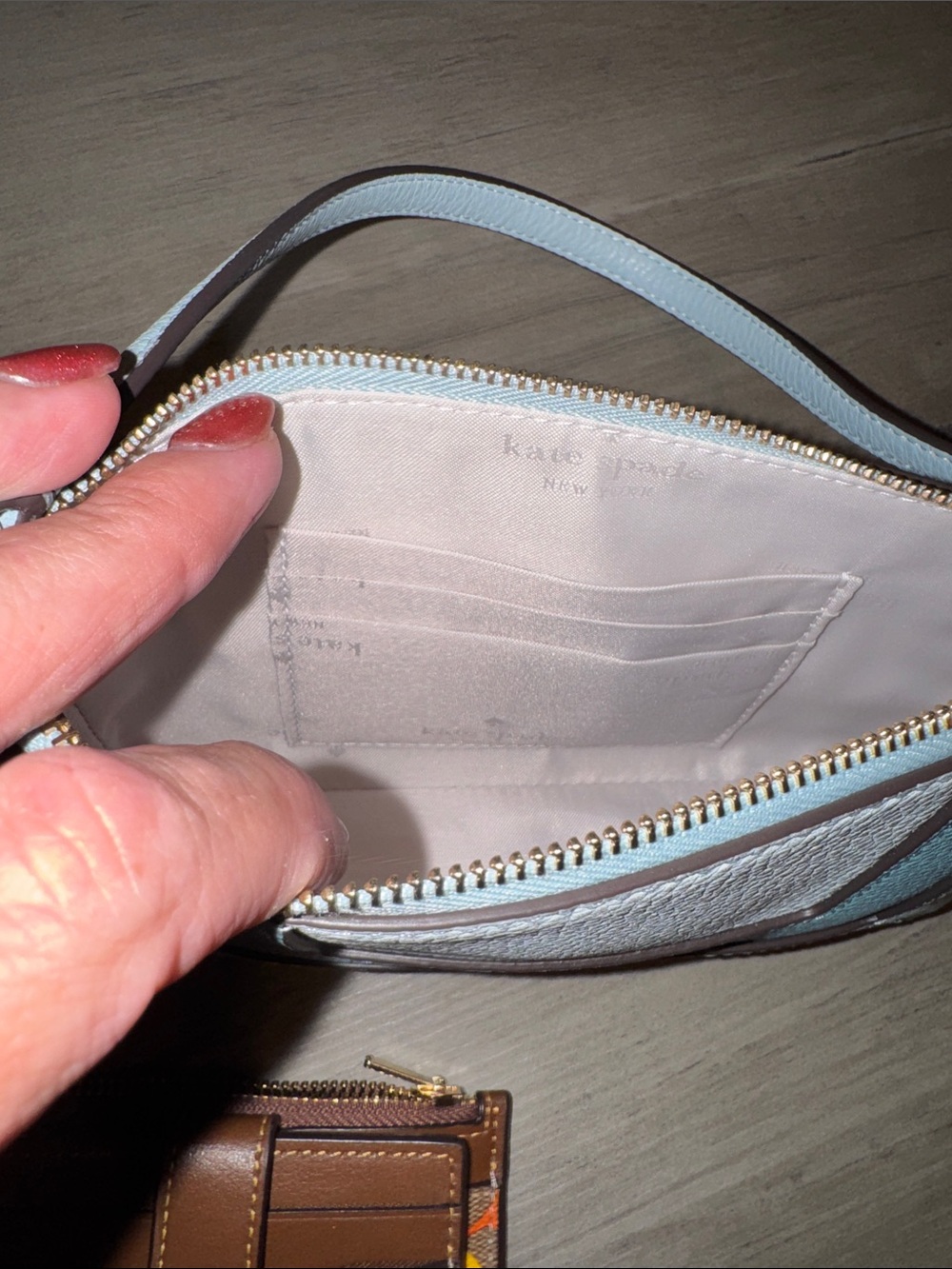 kate spade White and Light Blue Pebbled Leather Small Shoulder Bag - Picture 7 of 7
